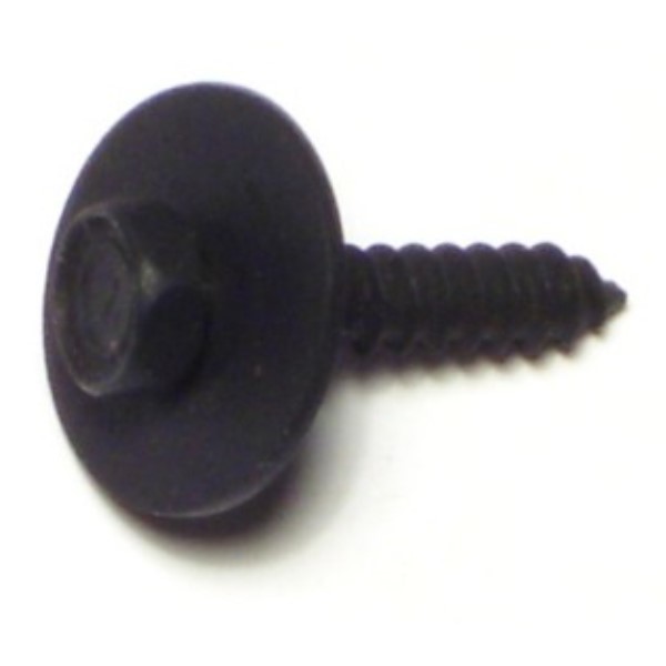 Midwest Fastener Sheet Metal Screw, M4 x 20 mm, Black Oxide Steel Hex Head Hex Drive, 10 PK 72143